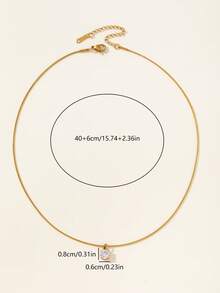 一套：2条金色不锈钢圆形蛇形链项链 + 扁平十字链黑色玻璃方形纹理锥形吊坠 - 金色 - 查看 5