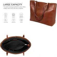 PU Leather Waterproof Handbags Clutches Bags Large Bag Ladies Tote Bag Shoulder Bags For Women Bags For Work Shopping Bag - Màu Đỏ Sâu - Xem 3