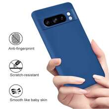 Ốp lưng điện thoại tối giản với chất liệu nhung, tương thích với Pixel 6, 7, 6 Pro, 7 Pro, 8, 8A, 8 Pro, 9, 9A, 9 Pro, 10, 10 Pro, 10 Pro XL - Xanh đậm - Xem 3