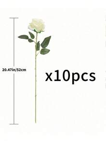 1/6/10 件人造丝绸玫瑰花束，逼真的假玫瑰，适合情人节、母亲节、家庭婚礼、派对装饰、礼物、花篮、汽车装饰、礼服配饰、浪漫插花、家居和房间装饰（白色） - 白色 - 查看 9