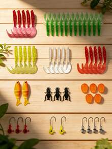 GOTURE 5-Color Soft Worm Fishing Lure Set, TPE High Elasticity Anti-Bite Bionic Maggot Lure, 5 Worm Tails + 3 Lead Heads + 3 Soft Worms, Suitable For Freshwater Lakes, Rivers - Widely Used For Bass, Trout, Perch - Multicolor - View 2