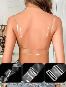 Bộ 1 dây áo ngực trong suốt vô hình dành cho nữ, bao gồm 1 dây sau và 2 dây đeo vai, dây thay thế có thể điều chỉnh, chống trượt, độ co giãn cao, lý tưởng cho váy hở lưng, váy cưới và trang phục trễ vai. - Nhiều màu - Xem 5
