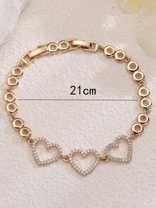 1pc Delicate Hollow Heart Bracelet, Micro-Inlaid Zirconia, Versatile Commuting & Dating Accessory, Elegant Complexion-Enhancing Daily Wear - Bracelet - View 3