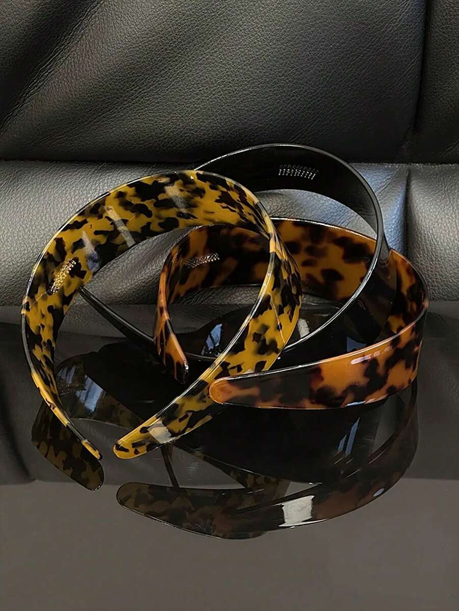 1pc Women's High Crown French Classic Fashion Wide Leopard Print Acetate Headband, Outdoor Washing Face Hair Clip With Teeth Anti-Slip, Hair Tidy Headpiece - Multicolor - View 1