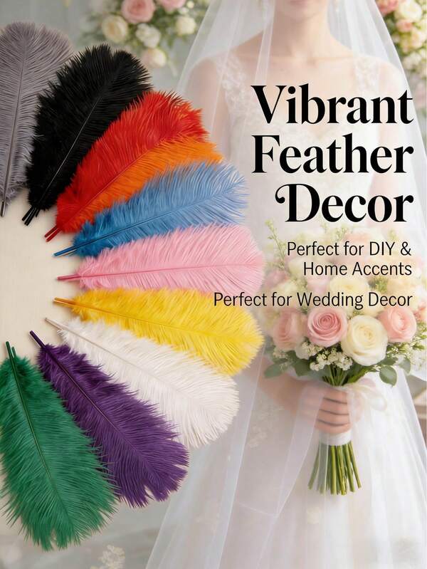 5/15pcs 25-30cm Synthetic Ostrich Feathers, Suitable For Wedding Table Centerpiece Decor, Wedding Backdrop Decor, Bouquets, Jewelry Making, DIY Wedding, Valentine's Day, Hotel, Home Decor, Tabletop Decor, Handicrafts, Clothing Accessories, Cake Decor, Etc.