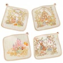 4/5件套，四层印花卡通动物图案纱布毛巾，柔软吸水面巾，秋季礼物 - 多色 - 查看 13