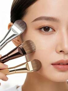 6支装多功能舌形粉底刷，轻松打造完美底妆和面膜护理，超薄无痕粉底刷 - 平头粉底刷 - 特殊扇形化妆工具 - 美妆必备 - 彩色 - 查看 4