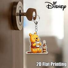 Disney 2D平面设计，1件装迪士尼小熊维尼时尚配饰，实用轻便耐用材质钥匙扣，2D平面印刷。 - 彩色 - 查看 5
