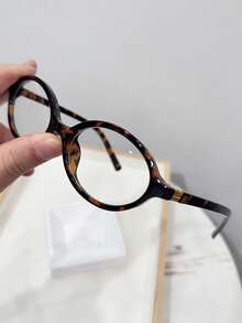 1pc Women's Casual Retro Oval Leopard Print Lightweight Fashion Eyeglasses, Suitable For Daily Wear And Street Style - Leopard Print Frame White Piece - View 5