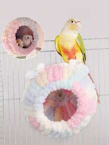 Bird Nest + Pad, Parrot Warm Nest For Winter, Thickened Insulated Sleeping Nest With Tiger Lily Pattern, Warm Breeding Box, Parrot Warm Nest, Insulated Peony Cockatiel Winter Nest - View 2