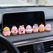 4pcs Cute Pudgy Pig Miniature Figurines, Creative Sweet Moment Decor, Suitable For Car Interior, Computer Screen, DIY Accessories, Keychain, Desktop - Dessert Pig - View 4