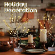 1 pieza Lámpara de árbol de alambre de cobre con LED - Alimentada por USB y batería, iluminación blanca cálida, decoración de escritorio elegante, adecuada para dormitorio, fiesta y días festivos (Pascua, Halloween, Navidad) - Estilo de escritorio, incluye cable USB (baterías no incluidas) - luz blanca cálida - Ver 6