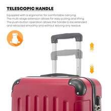 YONSLY Hard Shell Suitcase 16/20/24/28 Inches With 4 360° Wheels Sturdy Double Zipper Combination Lock Mesh Pocket Soft Rubber Handle Travel Suitcase - 紅色 - 查看 6