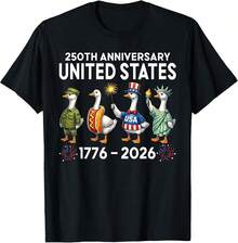 250th Anniversary United States Goose Squad 4th Of July T-Shirt - Black - View 1