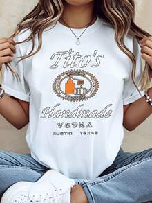 Camiseta con logo de Titos Handmade Vodka de Austin, Texas, para mujer, de moda casual, regalo para amantes del vodka, atuendo de verano para fiestas, 220g - Blanco - Ver 1