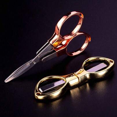 Foldable Stainless Steel Portable Mini Scissors, Folding Design, Pocket Travel Small Scissors, Multipurpose, Nurse Accessories, Suitable For Travel, Crafts, Sewing, Home, Fishing, Fishing Line Cutter