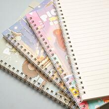 A5 Spiral Notebook 40 Sheets, Cute Bread Bear Cover, Lined Pages, Office Supplies, Student Learning Notebook, Hardcover Notebook With Foil Stamping - A5 - View 8