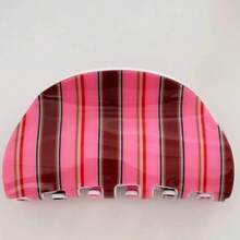 1pc Korean Style Blue & Coffee Striped Acrylic Hair Claw Clip, Retro Elegant Hair Accessory For Bun, Ponytail, Versatile High-End Hair Clip Women Hair Accessories - 彩色 - 查看 6