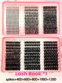 Asiteo 540/570pcs Russian Lash Extensions Kit Spikes Lash Individuals 3D Volume Eyelash Clusters D-Curl Lash Clusters Kit 10-18MM ,Spike Lashes Individual Lash Clusters, Multi-Type Look, Spikes/80D Individual Soft DIY Eyelash Extension At Home - D - View 6