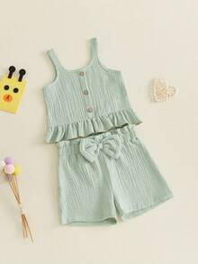 Baby Girls Tank Top Co-Ords - Green - View 5