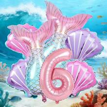 1 Set Meerjungfrau Themen Party Dekorationen, beinhaltet 32" rosa Nummer Ballons, 32" Fisch Ballons, 22" Muschel Ballons, geeignet für Mädchen Geburtstags Party, Prinzessin Themen Baby Shower, Abschlussball, Feierlichkeiten - Übersicht 9