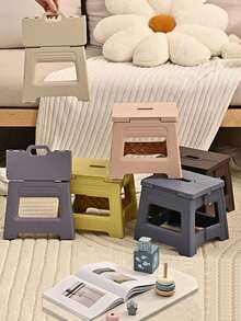 Lightweight Durable Foldable Stool With Handle - Ideal For Kitchen, Bathroom, Camping, Hiking, BBQ - Multicolor - View 9