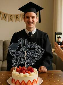 1 pezzo Decorazione per torta di laurea 2026 con glitter neri "You Did It" - Divertente decorazione per torta di laurea per feste di celebrazione, decorazioni per torte di laurea per college, scuole superiori, decorazioni per torte di laurea, forniture per feste di laurea classe 2026 - nero - Visualizzare 9