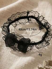 Black Lace Floral Bow Sexy Bridal Wedding Leg Chain - Black - View 6