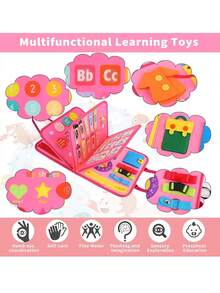 Montessori Busy Board Toy, Sensory Board For Toddlers, Felt Busy Book For Airplane And Car Travel, Tummy Time Toy, Busy Activity Mat For Learning Fine Motor Skills, Birthday Gift For Boys And Girls,Perfect Christmas Gift - Multicolor - View 6