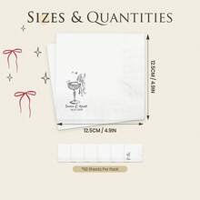 15-500张个性化鸡尾酒餐巾纸，三层定制婚礼餐巾纸，是婚礼、周年纪念、新娘送礼会、鸡尾酒会、订婚派对的完美装饰，也是情侣、爱人和家人理想的一次性饮料餐巾纸，可定制派对餐巾纸 - 白色 - 查看 2