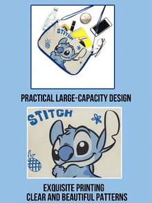 Disney Lilo & Stitch Crossbody Bag for Women & Girls - Cute Canvas Shoulder Purse with Exquisite Stitch Graphic Print, Large Capacity Zipper Closure, Adjustable Strap , Ideal for Casual Daily Use, Travel, School, Shopping, Gifts , Kawaii Anime Inspired pashion Clean - 彩色 - 查看 6