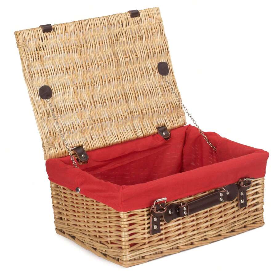 Red Hamper 45cm Buff Wicker Picnic Basket - Red - View 1