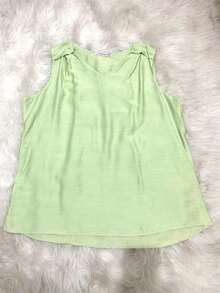 Plain Tank Top, Sleeveless Blouse, Plain Crepe Fabric, With 4 Buttons, Plus Size G1G2G3 46-52, Casual Women's - 62-酪梨綠 - 查看 5