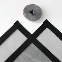 1片自粘式窗纱网，防蚊虫，免打孔可拆卸透气蚊帐，适用于客厅和卧室窗户 - 黑網黑邊 - 查看 3