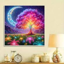 New Large Size DIY Diamond Painting Kit - Night Moon Colorful Tree Pattern, Round Diamond Painting For Home Decor, Comes With High-Quality Tools And Accessories, Frameless, DIY Handcraft Kit, Diamond Painting Set - round diamond - View 3