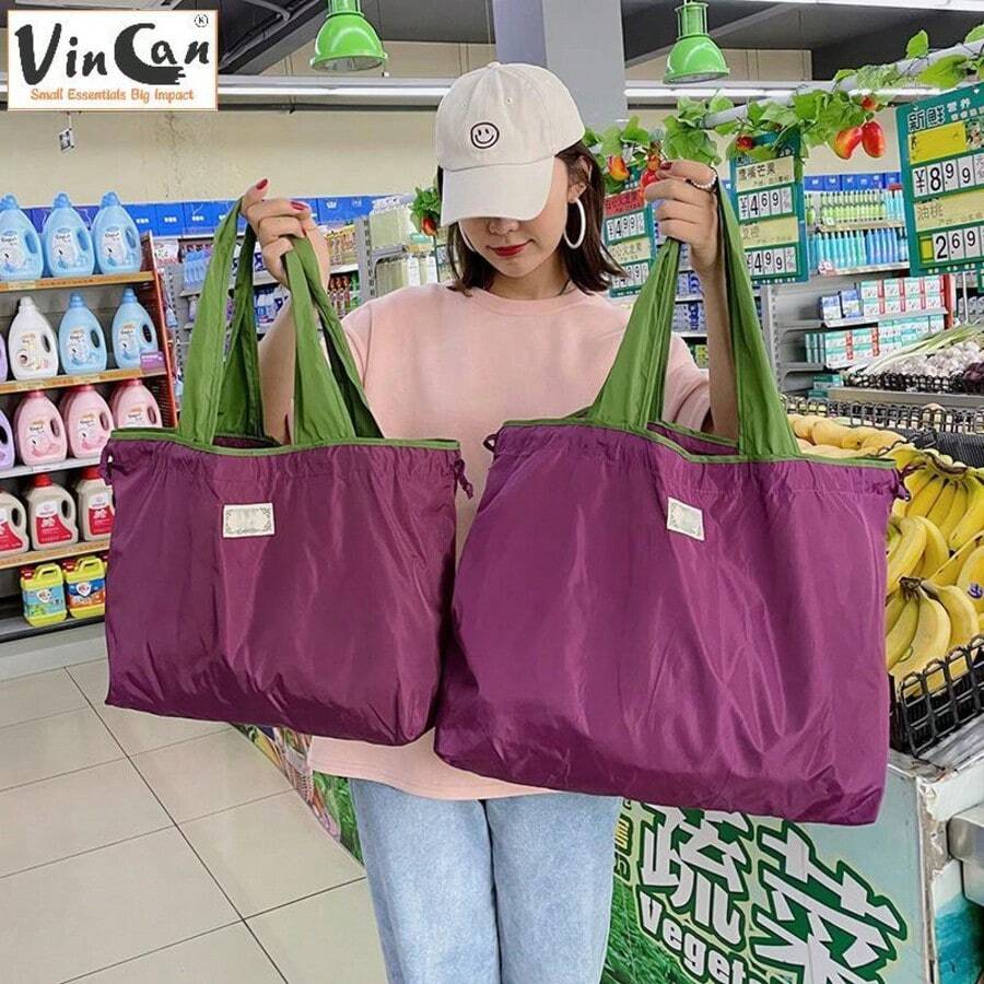 Reusable Grocery Bag, Durable Reusable Shopping Bag With Square Design For Upright Standing, Foldable Shoulder Handbag, Suitable For Supermarket And Groceries, Large Capacity