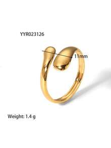 1枚/2枚不锈钢渐变戒指，18K镀金，防水不褪色，优雅奢华女士戒指 - 金色 - 查看 5