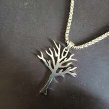 1Pc Silver Tree Of Life Pendant Necklace, Stainless Steel Box Chain Necklace, Family Tree Jewelry For Women Men - 銀色 - 查看 10