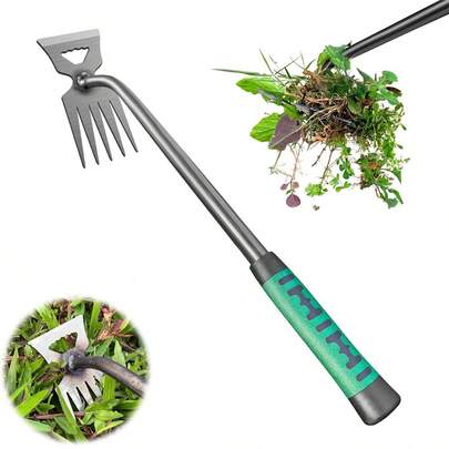 2026 New Garden Weeding Tools, Manganese Steel Handheld Weeder With Handle, Five-Pronged Dual-Purpose Manual Weeding Tool, Garden Weeder (Five-Pronged)