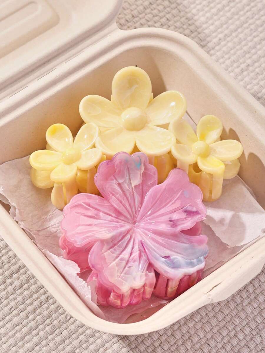 2 bucăți/1 bucată accesorii de păr pentru femei, agrafe de păr în formă de floare colorate în gradient pentru femei, 8 cm/3,14 inch ușoare din plastic Plumeria gheare de păr vară plajă gheare vacay - Multicolor - Vizualizare 1
