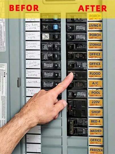 129pcs Set, Electrical Box Panel Labels, Circuit Breaker Catalog Labels, Conspicuous Identification Labels Stickers, Weatherproof Fuse Box Stickers