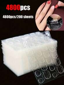 1200片（50张）美甲贴纸，超薄果冻美甲贴纸，双面胶，透明可重复使用，适用于美甲装饰 - 無色 - 查看 12