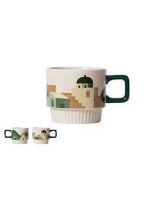 1 cană ceramică cu model geometric minimalist, cană de apă creativă pentru micul dejun la birou, potrivită pentru cafenea, magazin de deserturi, birou, cadou - Multicolor - Vizualizare 11