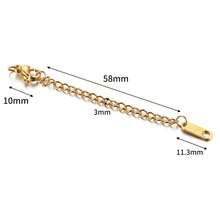 10 pièces de chaînes d'extension à fermoir homard en acier inoxydable, chaînes de réglage en acier au titane plaqué or 18 carats avec étiquette ovale, accessoires de bijouterie DIY - Multicolore - Voir 3