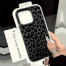 1pcPhone Case - 1pc Black Leopard Print  Brand Full Wrap TPU Lychee Texture Phone Case Suitable For  16 15 14 13 12 11 Pro Max X XS XR 8 7 Plus 17 Pro Case  17 Plus Case Clear Phone Case  15 Case  16 Case - 1PC - 查看 2