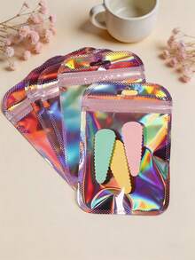 100个PVC亮片首饰收纳袋，PVC首饰保护袋，抗氧化透明首饰拉链袋，防水密封首饰袋，简约纯色首饰袋，适用于手链，情人节家居礼物，可用于耳环、项链等首饰的独特包装拉链袋，派对礼品袋 - 粉色 - 查看 4