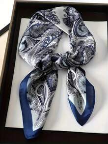 1pc Bohemian Paisley Pattern Scarf, Fashionable Design, Suitable For Daily Wear - Blue - View 1