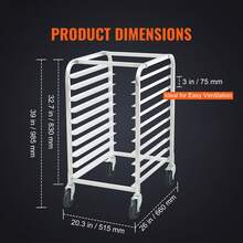 Bun Pan Rack, 10-Tier Commercial Bakery Racks With Brake Wheels, Aluminum Racking Trolley Storage For Half & Full Sheet, Speed Rack For Kitchen Home, Bread Baking Equipment, 26"L X 20.3"W X 39"H - 10-tier - View 2
