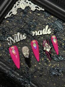 按压式假指甲 - 玫紅色 - 查看 7