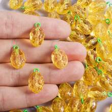 1pc/4pcs Cute & Fashionable Glass Vegetable & Fruit 3D Pendant Charms, Strawberry, Pineapple, Grape, Suitable For Necklace, Earrings, DIY Jewelry Making - Picture - View 25